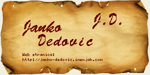 Janko Dedović vizit kartica